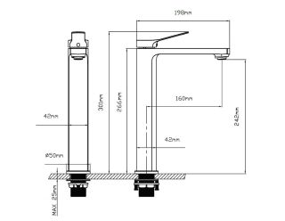 Смеситель для накладной раковины Vincea Arco VBF-4AR02MB однорычажный, черный
