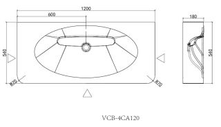 Раковина Vincea Caprise VCB-4CA120MWG, Corian, цвет белый матовый + серый матовый