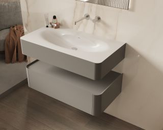 База под раковину Vincea Caprice 1000 подвесная, 1 выкатной ящик soft-close, светло-серый матовый