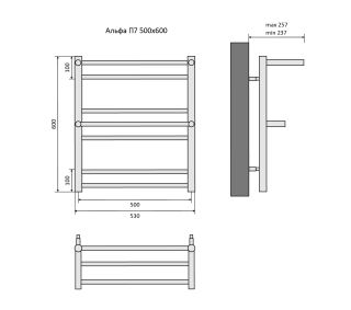Водяной полотенцесушитель Aquatek Альфа AQ RRP0760CH П7 50x60см с полкой хром