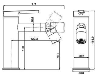 Смеситель для биде Swedbe Diana 1040B чёрный