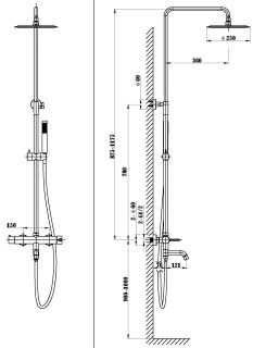 Душевая стойка Vincea Villa VSFS-1VL1GM, вороненая сталь