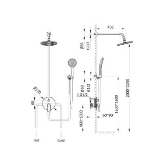 Душевой комплект Vincea Desire VSFW-1D1BG встраиваемый 2 режима брашированное золото