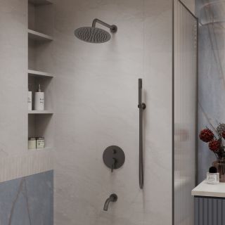 Душевой комплект Vincea Villa VSFW-1VL3GM встраиваемый, трехрежимный, вороненая сталь