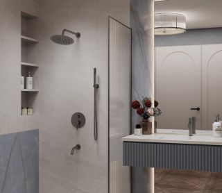 Душевой комплект Vincea Villa VSFW-1VL3GM встраиваемый, трехрежимный, вороненая сталь