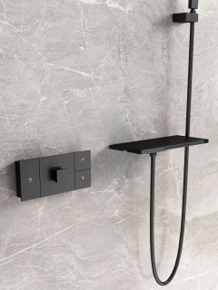 Душевой комплект Vincea Futura VSFW-2F11TMB термостатический встраиваемый, трехрежимный, черный