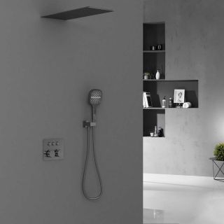 Душевой комплект Vincea Futura VSFW-401TGM с термостатом трехрежимный воронёная сталь