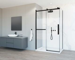 Душевой уголок Vincea Como Soft VSR-1CS1013CLB, 1300*1000, черный, стекло прозрачное