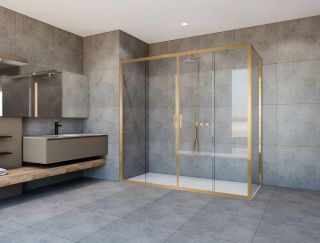 Душевой уголок Vincea Garda VSR-1G21017CLG, 1700*1000, брашированное золото, стекло прозрачное