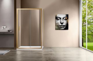 Душевой уголок Vincea Garda VSR-1G8012CLG, 1200*800, брашированное золото, стекло прозрачное