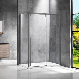 Душевой уголок Vincea Lugano VSR-1L9013CLGM-1, 1300*900, вороненая сталь, стекло прозрачное