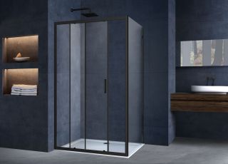 Душевой уголок Vincea Alpha VSR-3AL9011CLB, 1100*900, черный, стекло прозрачное