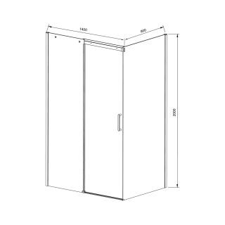 Душевой уголок Vincea Dice VSR-4D8014CLB, 1400*800, черный, стекло прозрачное