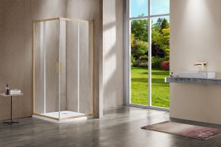 Душевой уголок Vincea Garda VSS-1G1011CLG, 1100*1000, брашированное золото, стекло прозрачное