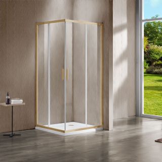 Душевой уголок Vincea Garda VSS-1G1212CLG, 1200*1200, брашированное золото, стекло прозрачное