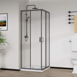 Душевой уголок Vincea City VSS-5CT900CLGM, 900*900, вороненая сталь, стекло прозрачное