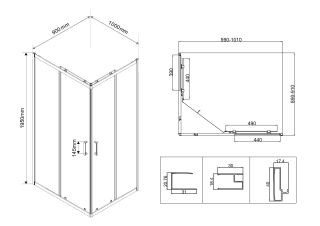 Душевой уголок Vincea City VSS-5CT9010CLGM, 1000*900, вороненая сталь , стекло прозрачное