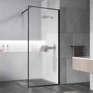 Душевая перегородка Vincea Walk-In HP Art VSW-1HP100FLB, 1000*2000, черный матовый, стекло рифленое