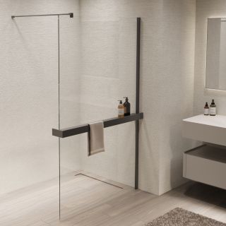 Душевая перегородка Vincea Walk-In VSW-1HR100CLGM, 1000*2000, вороненая сталь, стекло прозрачное