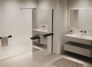 Душевая перегородка Vincea Walk-In VSW-1HR100MRB, 1000*2000, черный, стекло зеркальное