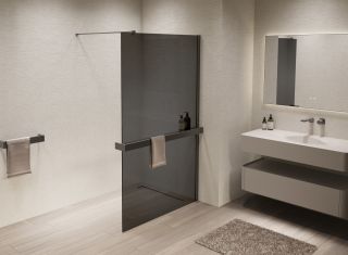 Душевая перегородка Vincea Walk-In VSW-1HR900CGGM, 900*2000, вороненая сталь, стекло тонированное