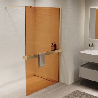 Душевая перегородка Vincea Walk-In VSW-1HR900GSG, 900*2000, матовый золотой, стекло янтарь