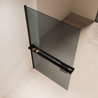 Душевая перегородка Vincea Walk-In VSW-1HR900MRB, 900*2000, черный, стекло зеркальное