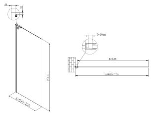 Душевая перегородка Vincea Walk-In VSW-7HA700CL, 700*2000, хром, стекло прозрачное