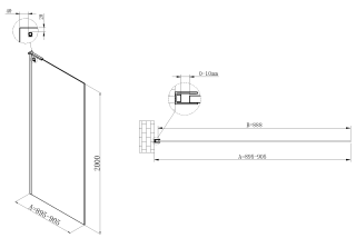 Душевая перегородка Vincea Walk-In VSW-7HA900CL, 900*2000, хром, стекло прозрачное