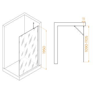 Душевая перегородка RGW WA-102Gb 351010211-16 110см брашированное золото