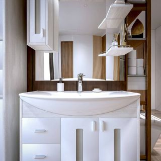 Зеркальный шкаф с подсветкой Бриклаер Бали 4627125412035 левый 90 см лиственница/белый