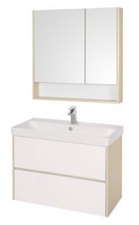 Зеркальный шкаф Акватон Сканди 90см белый/дуб верона 1A252302SDB20