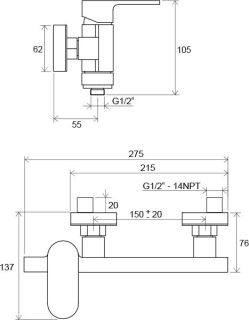 Смеситель Ravak Chrome-CR 032.00/150 X070043 для душа