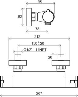 Смеситель Ravak Termo TE 072.00/150 X070051 для душа с термостатом