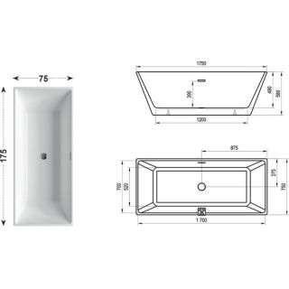 Акриловая ванна Ravak FREEDOM R 1750х750 XC00100021 отдельностоящая