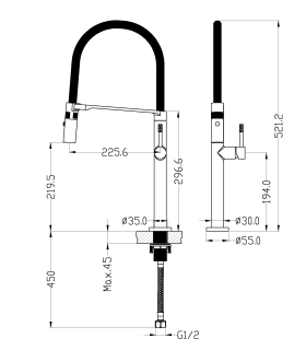 Смеситель для кухни Boheme Uno 114-SGM антрацит глянец
