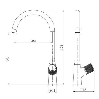 Смеситель для кухни Kohr FLY 1LN020201DB-0000A чёрный