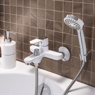 Смеситель для ванны с душем РМС SL123W-009E белый