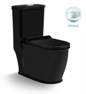 Унитаз-моноблок SantiLine SL-5019MB безободковый чёрный матовый