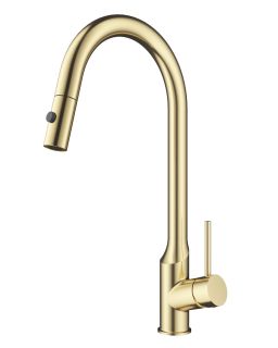 Смеситель для кухни Wonzon & Woghand WW-A21252-BG с выдвижным изливом брашированное золото