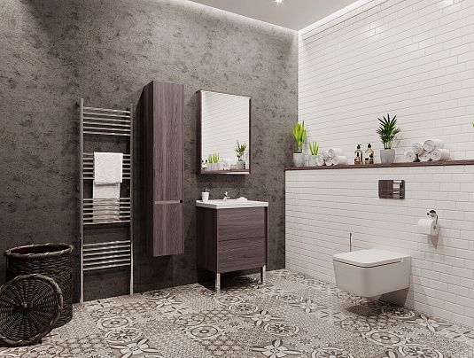 Зеркальный шкаф Акватон Стоун 60см грецкий орех 1A231502SXC80