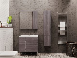 Зеркальный шкаф Акватон Стоун 80см грецкий орех 1A228302SXC80