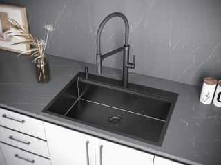 Мойка кухонная Paulmark Kroner-Pro PM707551-GM воронёная сталь