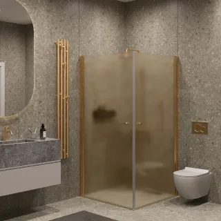 Душевой уголок на монопетле by Deonria U-80-79-6-BR/M-G 80x79см золото/бронза матовая